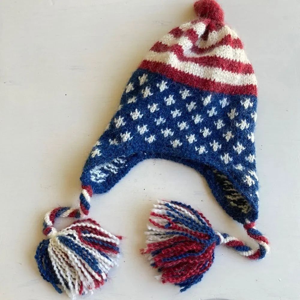 Peruvian Trading Company Beanie Red, White & Blue